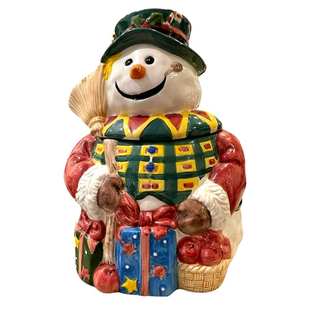 VTG World Bazaars Inc 11.5in Ceramic Santa Snowman Clown Christmas Cookie Jar